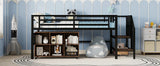 Twin Metal Low Loft Bed With Storage Cubby And Stairs - Omega Lifestyles