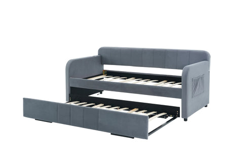 Twin Velvet Upholstered Daybed Frame With Trundle - Omega Lifestyles