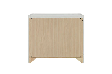 Beige Synthetic Wood Nightstand With Three Drawers - Omega Lifestyles