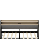 Twin Linen Upholstered Daybed With Storage Drawers Charging Station - Omega Lifestyles