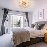 Golden Crystal Flush Mount Ceiling Light Fixture - Omega Lifestyles