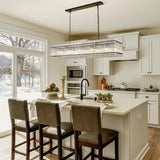 Rectangular Water Ripple Crystal Glass 10-Light Chandelier - Omega Lifestyles