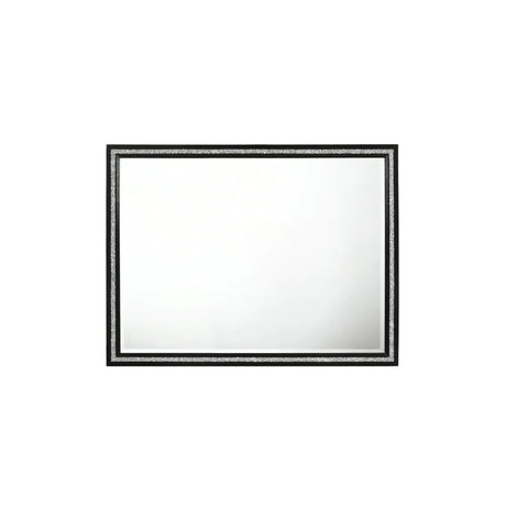 Beveled Edge Black Synthetic Wood Dresser Mirror - Omega Lifestyles