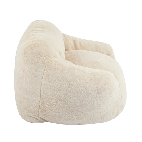 Soft Beige Faux-Fur Armchair Style Bean Bag Seating - Omega Lifestyles