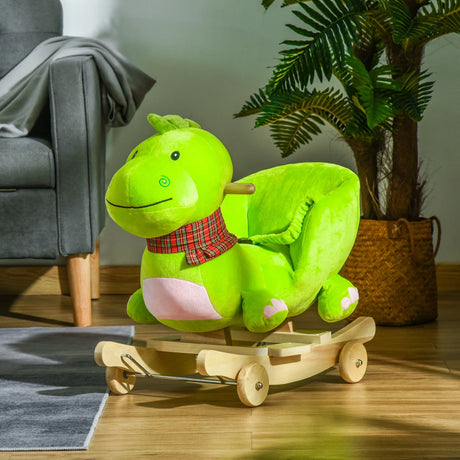 2-in-1 Plush Ride-On Kids Rocking Dinosaur Toy - Omega Lifestyles
