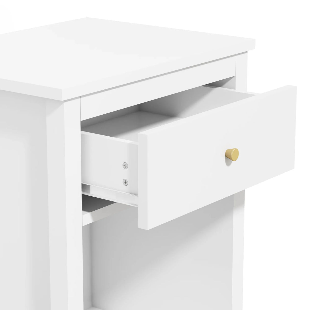White MDF Kids Wooden Nightstand With Drawer Shelf - Omega Lifestyles