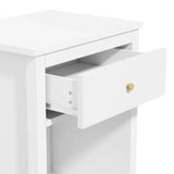 White MDF Kids Wooden Nightstand With Drawer Shelf - Omega Lifestyles