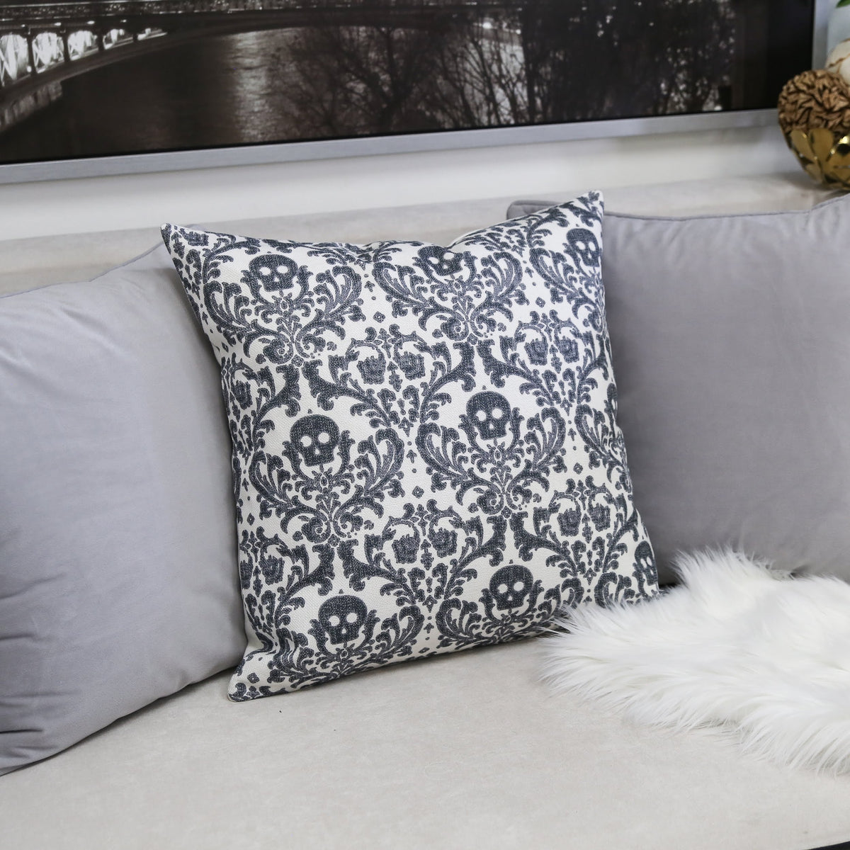 Baroque Skull 20x20 Inch Polyester Throw Pillow