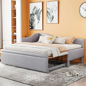 Twin Upholstered L-Shaped Daybed With Pop-Up Trundle - Omega Lifestyles