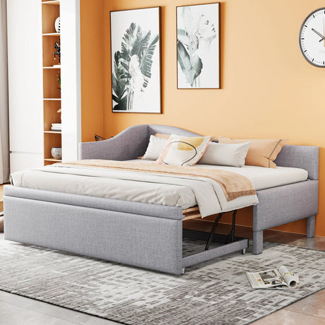 Twin Upholstered L-Shaped Daybed With Pop-Up Trundle - Omega Lifestyles