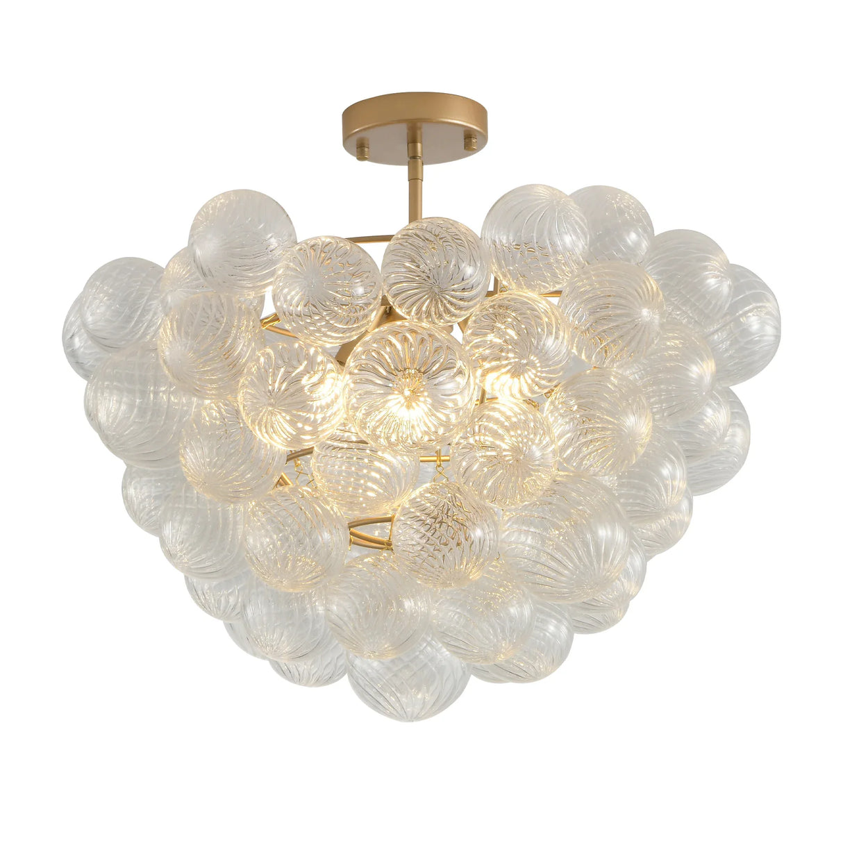 20-Inch Gold Iron Ceiling Pendant Light With Globe Shade - Omega Lifestyles