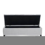 Contemporary Light Gray Fabric Button-Tufted Storage Ottoman - Omega Lifestyles