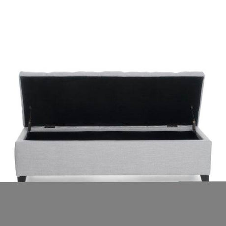 Contemporary Light Gray Fabric Button-Tufted Storage Ottoman - Omega Lifestyles