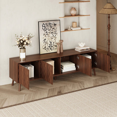 70-Inch Modern Walnut TV Stand With Soft-Closing Hinges - Omega Lifestyles