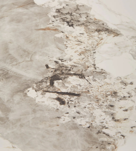 Round Ceramic Top Coffee Table With Drawers And Metal Legs - Omega Lifestyles