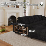 Convertible U-Shaped Corduroy Fabric 4-Seat Sofa - Omega Lifestyles