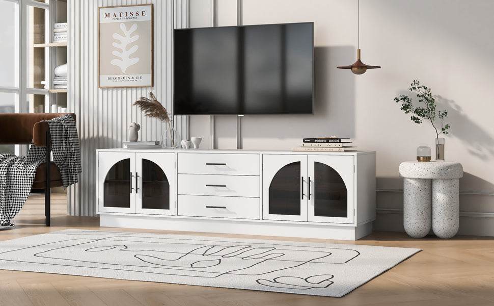 Modern Minimalist White MDF TV Stand With Storage - Sleep Galleria