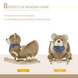 Bear Plush Toddler Rocking Horse With Lullaby and Pedals - Omega Lifestyles