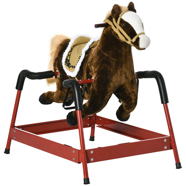 Plush Kids Spring Rocking Horse With Sound Effects - Omega Lifestyles