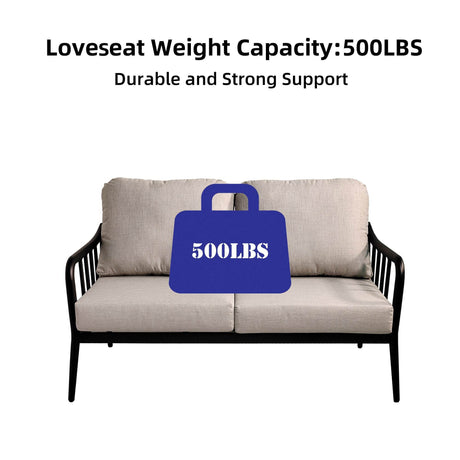 2-Piece Modern Aluminum Outdoor Loveseat And Table Set - Omega Lifestyles