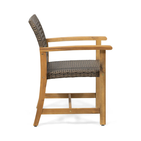 Pair Of Acacia Wood And Wicker Dining Chairs - Omega Lifestyles