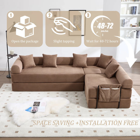 Convertible Folding Corduroy Memory Foam Sofa Bed - Omega Lifestyles