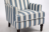 Vintage Blue White Striped Upholstered Accent Chair - Omega Lifestyles