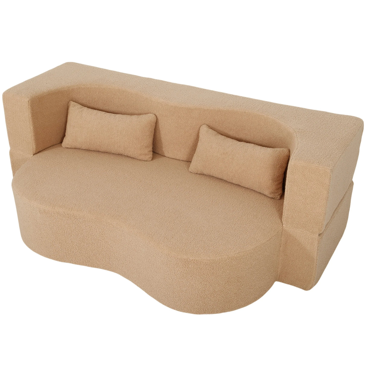 2-in-1 Convertible Full Size Teddy Fabric Sofa Bed - Omega Lifestyles
