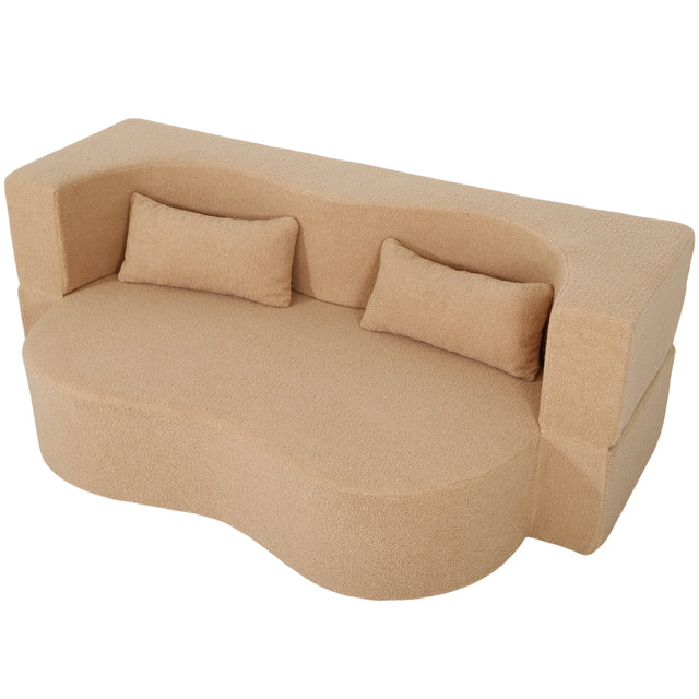 2-in-1 Convertible Full Size Teddy Fabric Sofa Bed - Omega Lifestyles