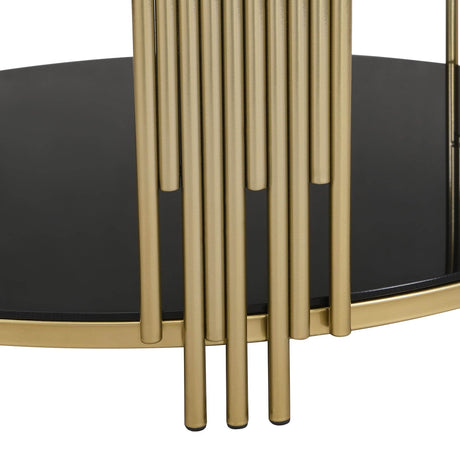Modern Black Mirror Round Coffee Table With Shelf - Sleep Galleria