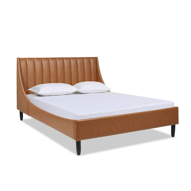 Queen Faux Leather Platform Bed Frame With Tufted Headboard - Omega Lifestyles