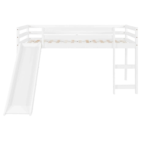 Twin Solid Wood Loft Bed With Ladder And Slide - Omega Lifestyles