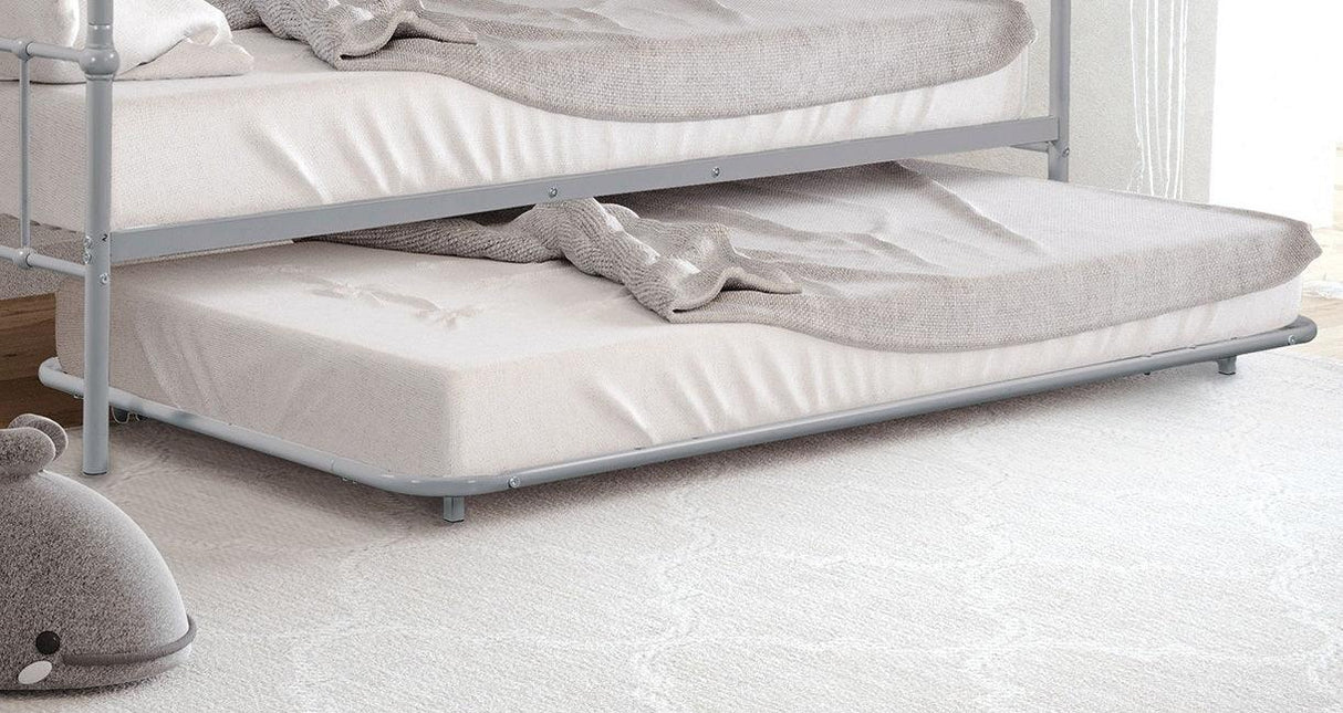 Twin Contemporary Silver Metal Daybed With Trundle - Omega Lifestyles