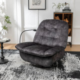 Modern Black Velvet Swivel Gliding Recliner Chair With Phone Holder - Omega Lifestyles