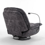 Modern Black Velvet Swivel Gliding Recliner Chair With Phone Holder - Omega Lifestyles