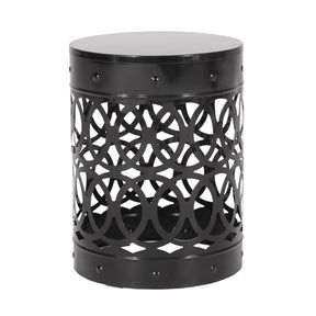 Modern Black Powder-Coated Iron Outdoor End Table - Omega Lifestyles