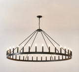 Matte Black Farmhouse 36-Light Wagon Wheel Chandelier - Omega Lifestyles