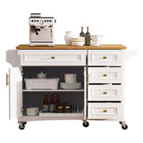 Classic Vintage Embossed White Kitchen Island On Wheels - Omega Lifestyles