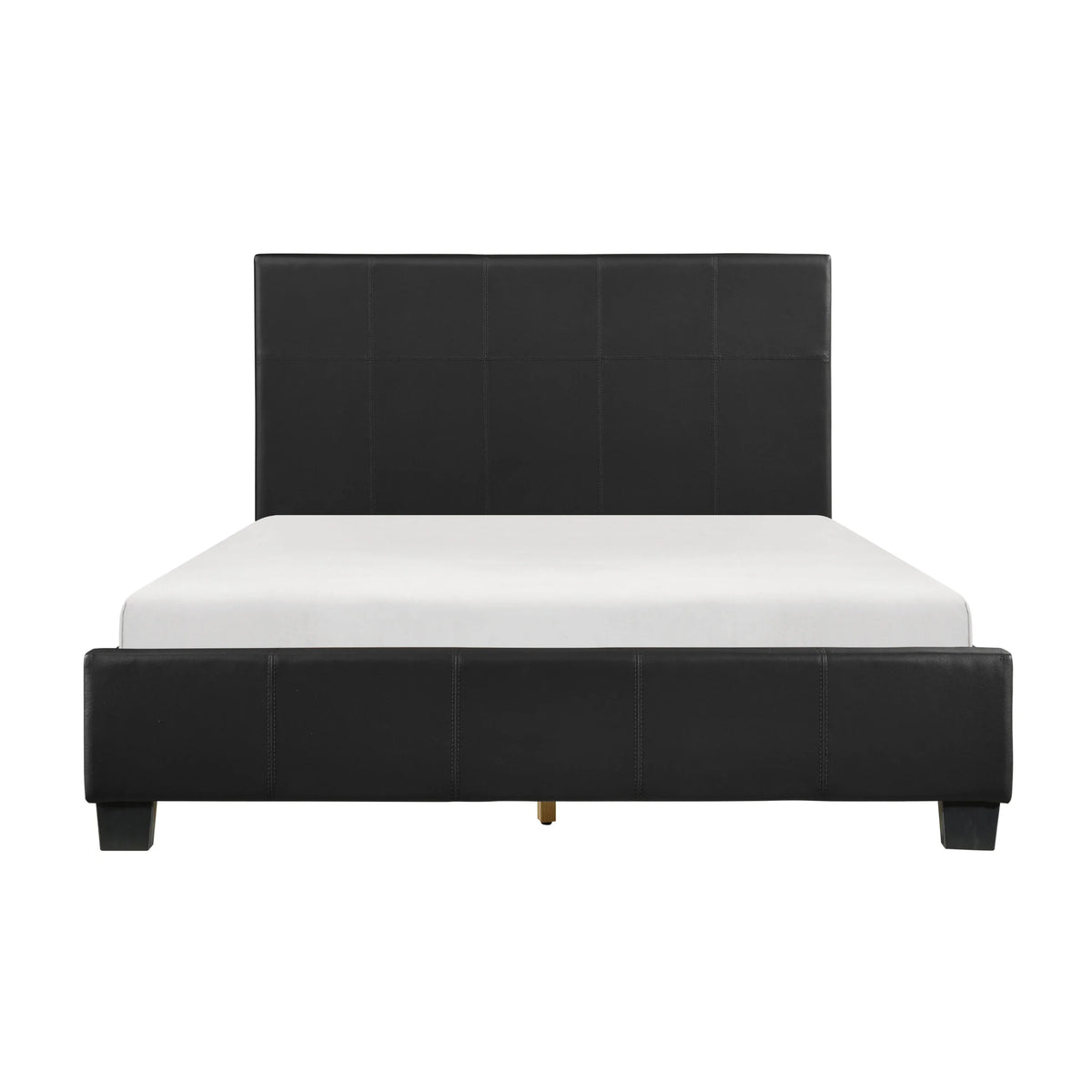 Full Contemporary Black Faux Leather Platform Bed Frame - Omega Lifestyles