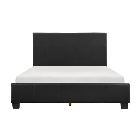 Full Contemporary Black Faux Leather Platform Bed Frame - Omega Lifestyles
