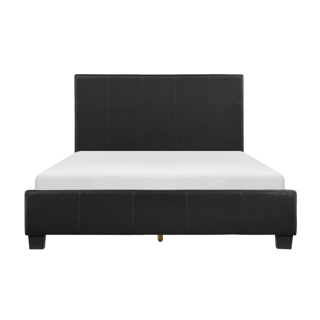 Full Contemporary Black Faux Leather Platform Bed Frame - Omega Lifestyles