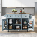 Kitchen Cart With Rubber Wood Drop-Leaf Countertop Storage Island - Omega Lifestyles