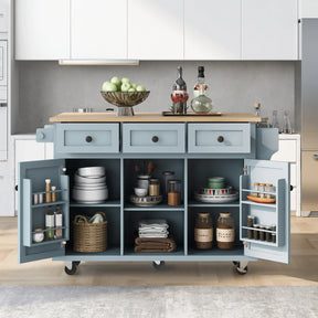 Kitchen Cart With Rubber Wood Drop-Leaf Countertop Storage Island - Omega Lifestyles