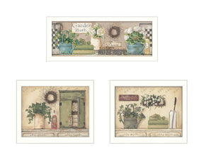 Garden Bath Collection 3-Piece MDF Framed Wall Art Set - Omega Lifestyles