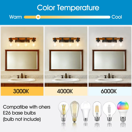 Matte Black Wooden Glass Shade 4-Light Ceiling Lamp - Omega Lifestyles