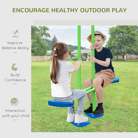 Metal Kids Swing Set With Glider And Adjustable Height - Omega Lifestyles