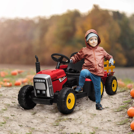 12V Battery Powered Kids Ride-On Tractor With Trailer - Omega Lifestyles