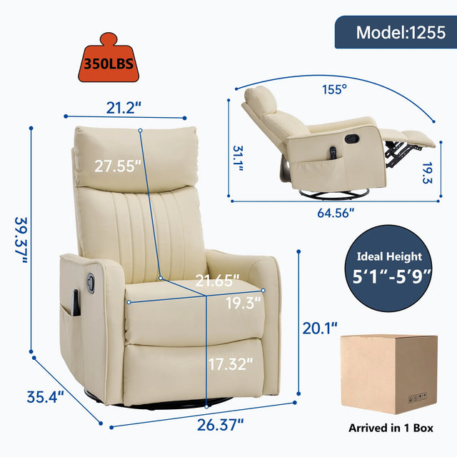 Beige Faux Leather Manual Massage Recliner Chair - Omega Lifestyles