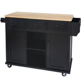 Kitchen Cart With Rubber Wood Drop-Leaf Countertop Storage - Omega Lifestyles