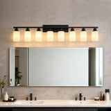 Modern Matte Black Glass 8-Light Wall Sconce Vanity Lamp - Omega Lifestyles